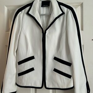 Carlisle Women's Elegant Black Trim White Blazer